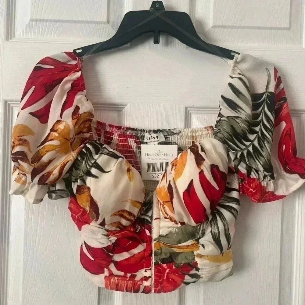Privy Women’s Floral Corset Cropped Top. NWT. Size Small
